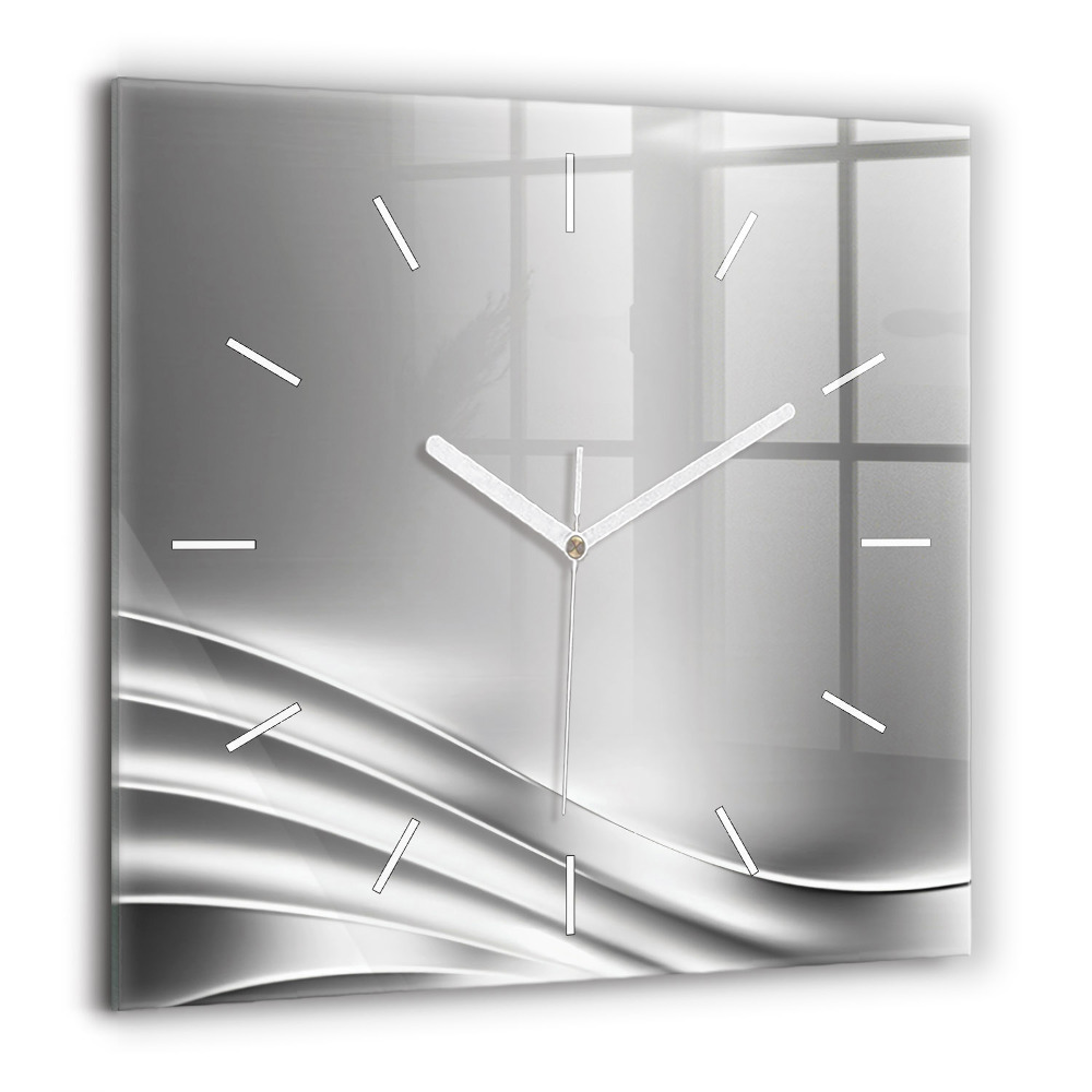 Négyzetes üvegóra 60x60 Ezüst absztrakció