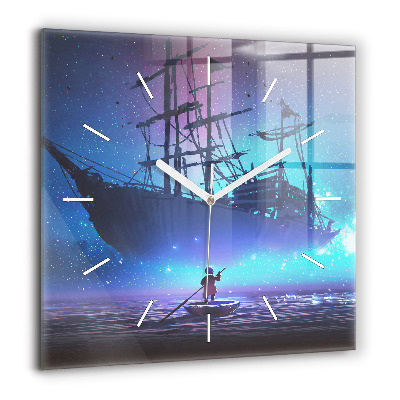 Négyzetes üvegóra 60x60 Vitorlás fantázia