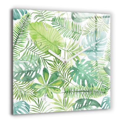 Szögletes üvegóra 60x60 Zöld levelek