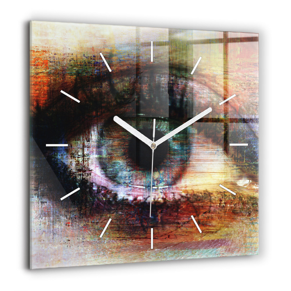 Szögletes üvegóra 60x60 Street art Eye