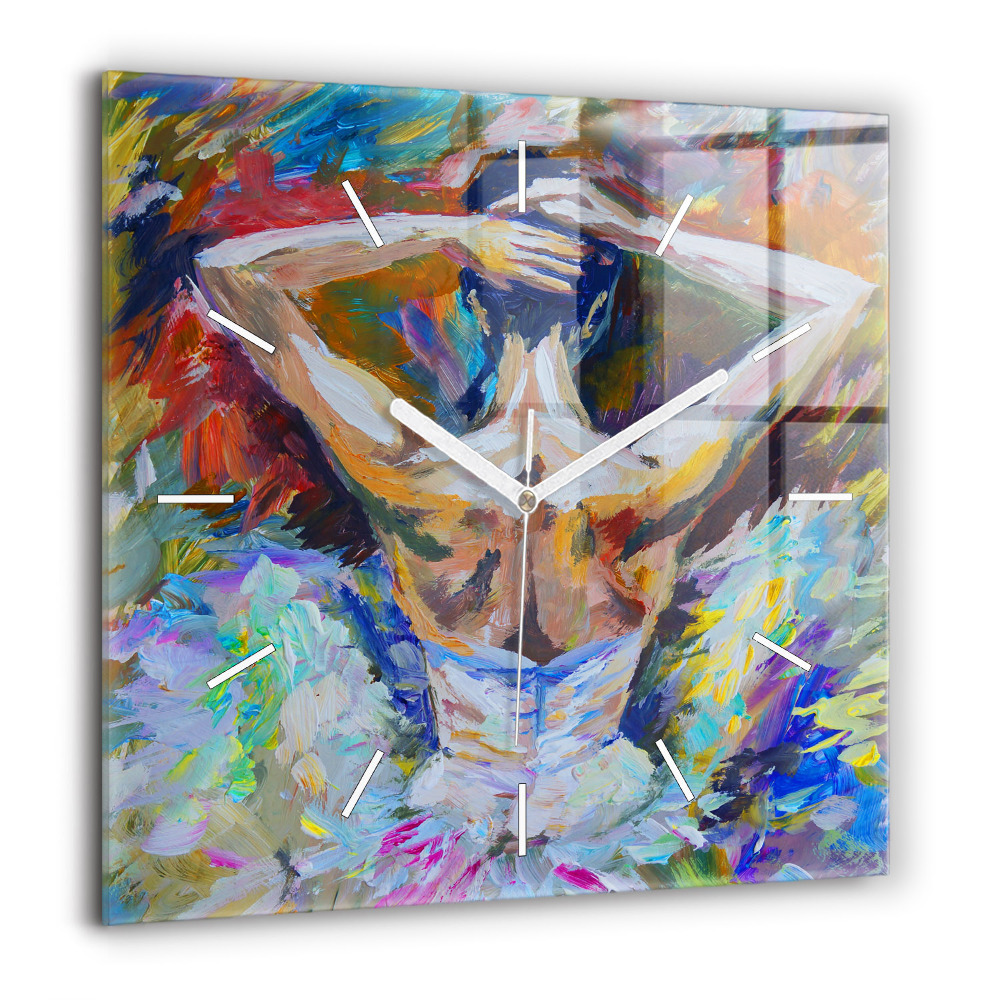 Szögletes üvegóra 60x60 Festett balerina