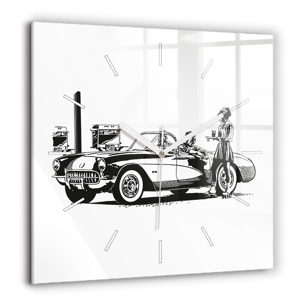 Szögletes fali üvegóra 60x60 Retro illusztráció