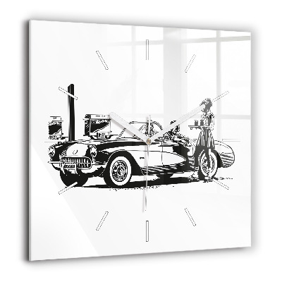 Szögletes fali üvegóra 60x60 Retro illusztráció