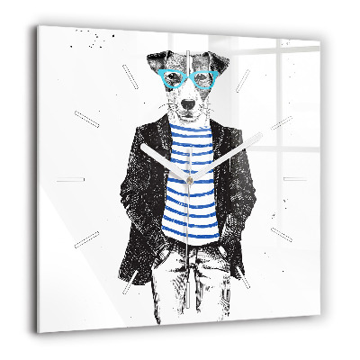 Négyzetes üvegóra 60x60 Kutya emberi testben