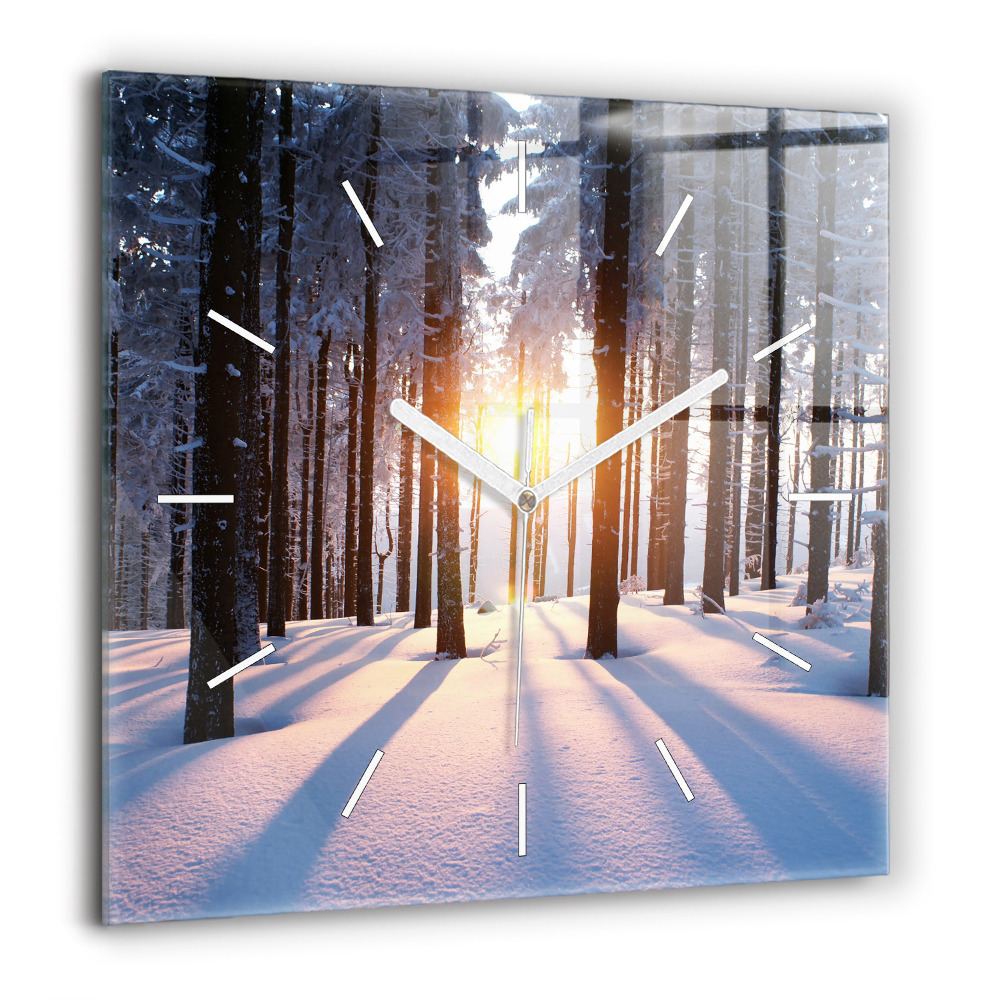 Négyzet alakú üvegóra 60x60 Naplemente erdő