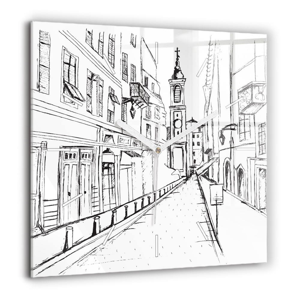 Négyzet alakú üvegóra 60x60 Város rajz Provence