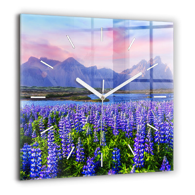 Szögletes fali üvegóra 60x60 Hegyi kilátás Izland