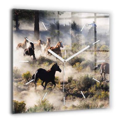 Szögletes fali üvegóra 60x60 Száguldó lócsorda