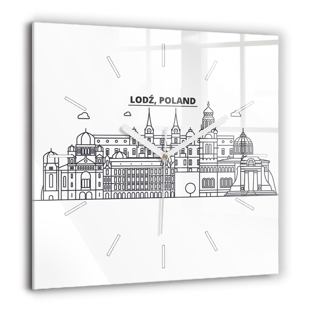 Négyzetes üvegóra 60x60 Łódźi építészeti panoráma