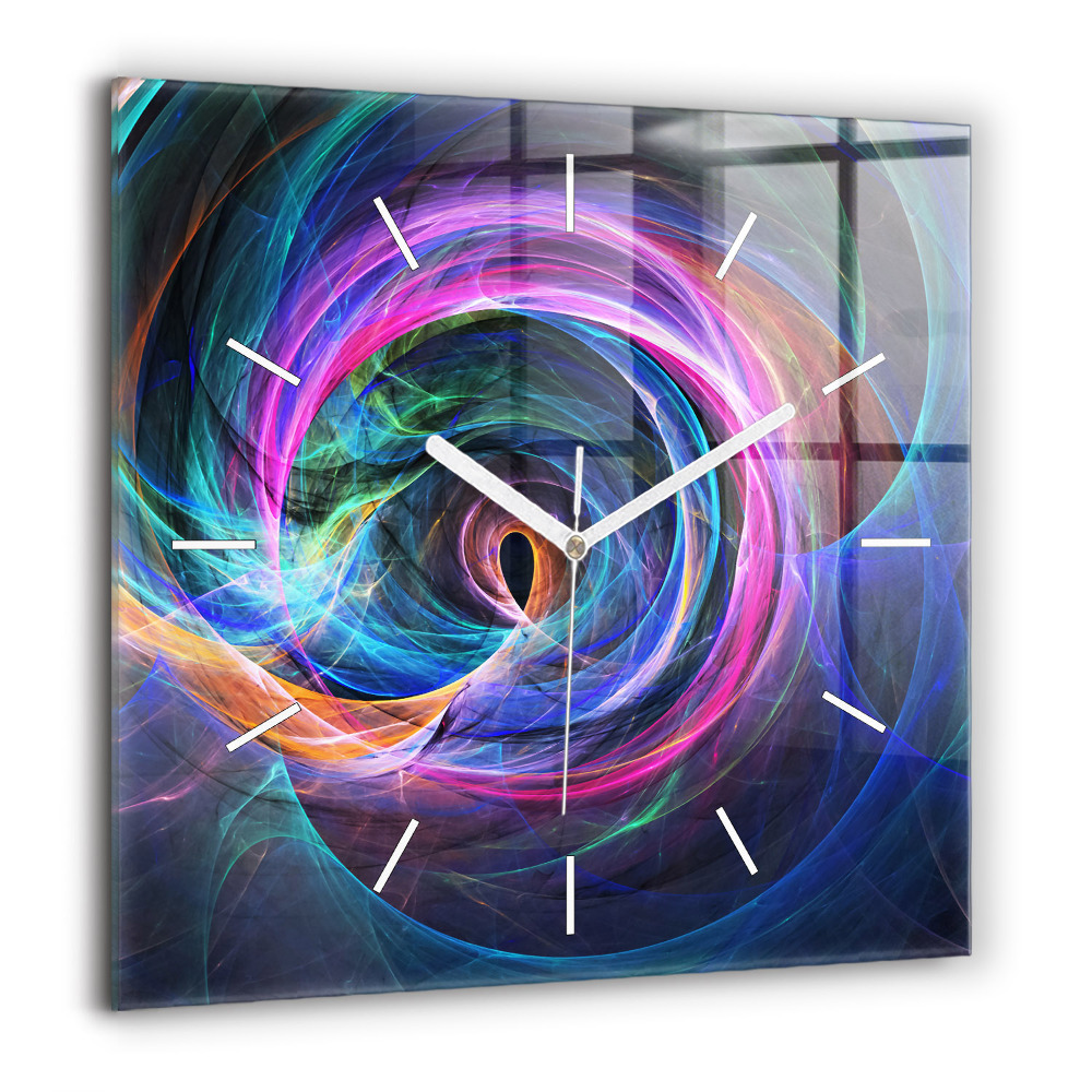 Négyzetes üvegóra 60x60 Színes fraktál