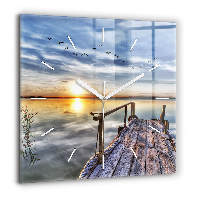 Szögletes fali üvegóra 60x60 Naplemente tó