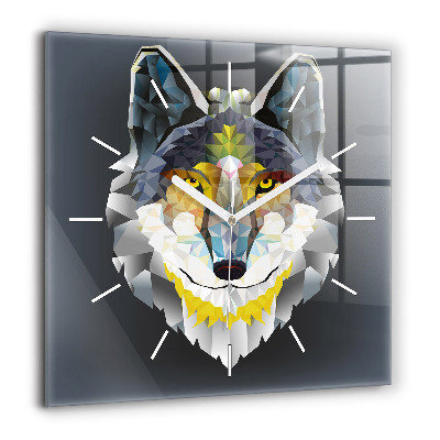 Szögletes üvegóra 60x60 Farkas fej