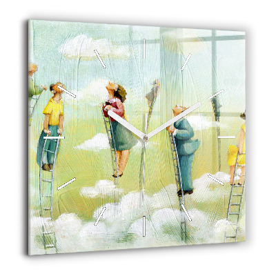 Négyzet alakú üvegóra 60x60 Emberek egy létrán