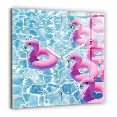 Szögletes fali üvegóra 60x60 Felfújható flamingók