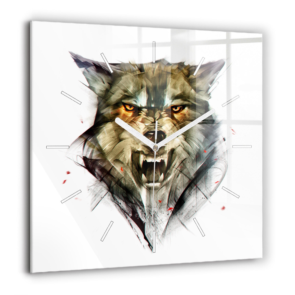 Négyzetes üvegóra 60x60 Farkas rajzolt portréja