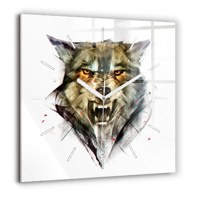 Négyzetes üvegóra 60x60 Farkas rajzolt portréja