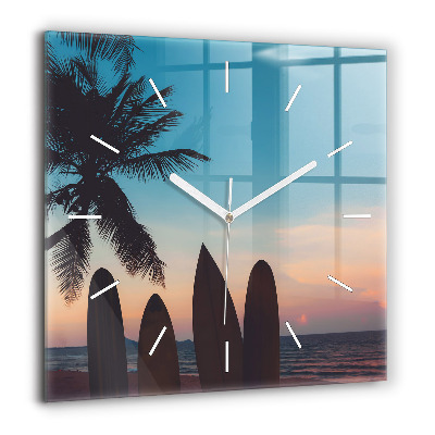 Négyzetes üvegóra 60x60 Szörfözés a tengerparton