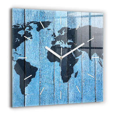 Szögletes üvegóra 60x60 Világtérkép táblákon