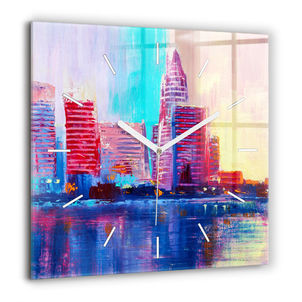 Szögletes üvegóra 60x60 Felhőkarcolók absztraktja