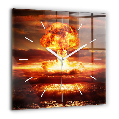 Négyzetes üvegóra 60x60 Atombomba robbanás