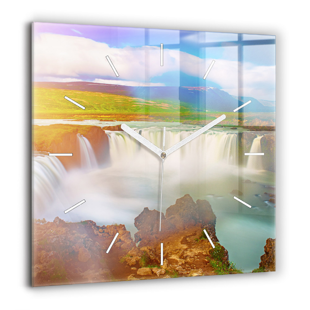 Szögletes üvegóra 60x60 Godafoss Izlandon