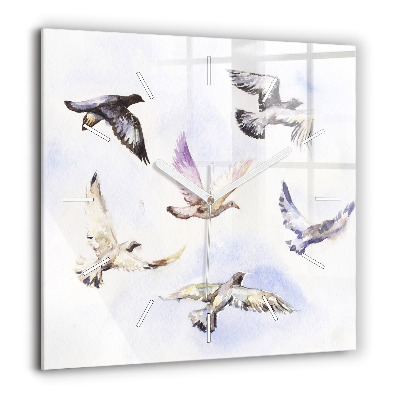 Négyzetes üvegóra 60x60 Repülő madarak