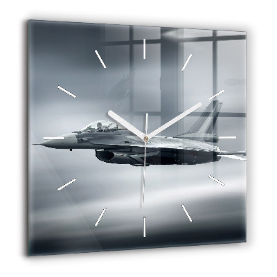 Szögletes üvegóra 60x60 Katonai repülőgép repülés közben