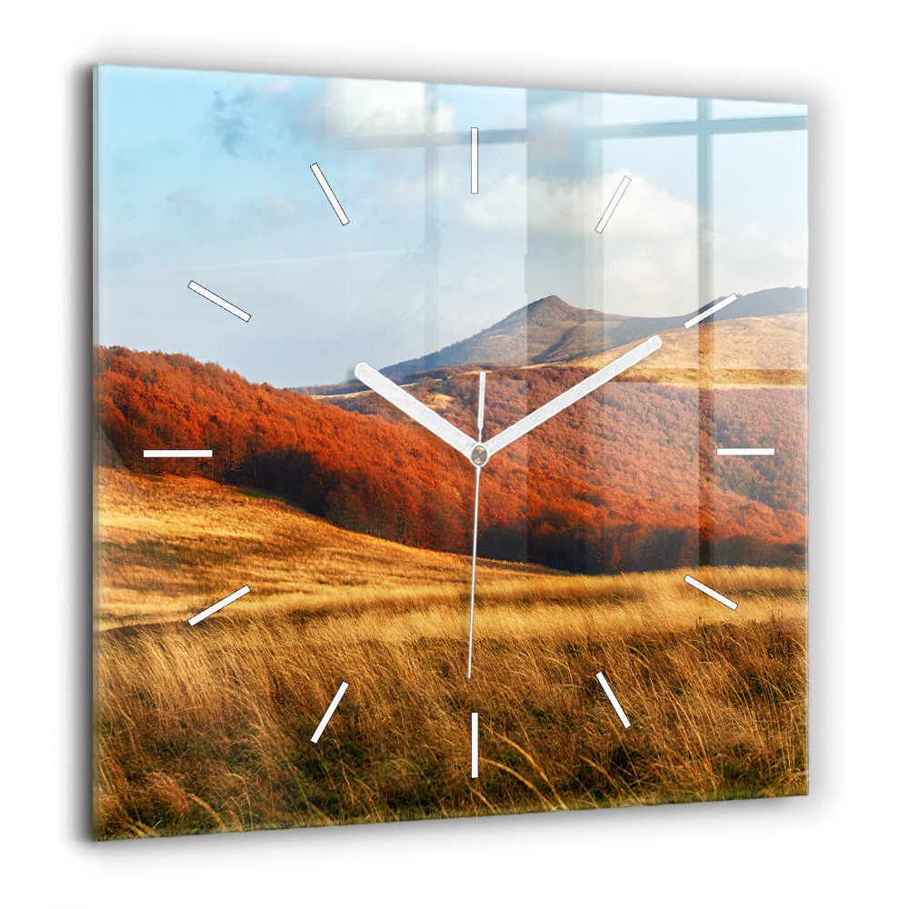 Négyzet alakú üvegóra 60x60 Hegyi táj