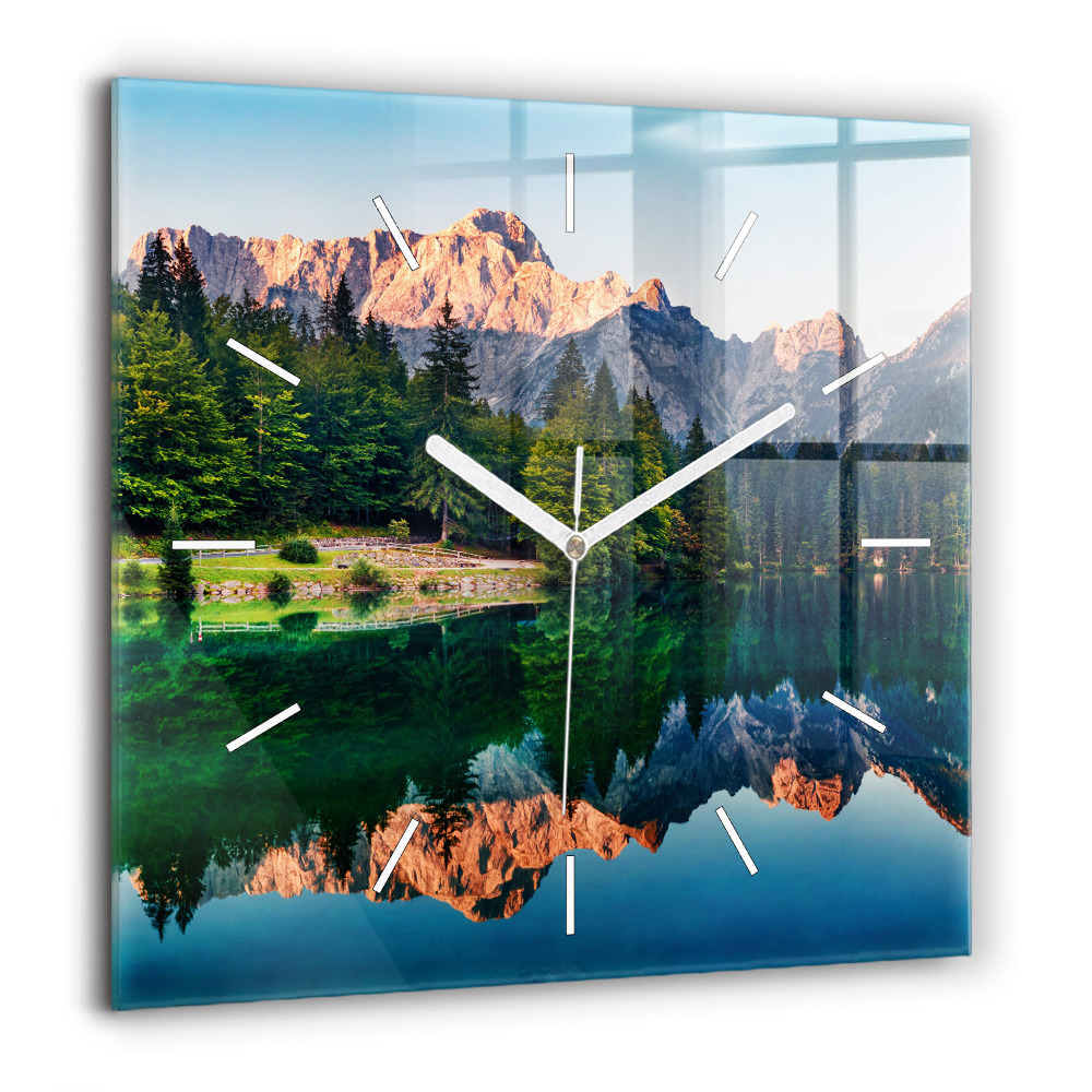 Négyzetes üvegóra 60x60 Tavas táj