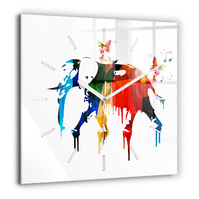 Szögletes fali üvegóra 60x60 Színes festett elefánt