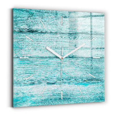 Négyzetes üvegóra 60x60 Kék régi fa