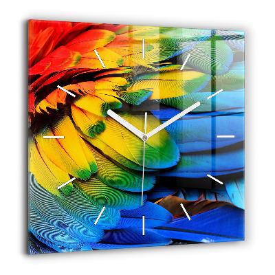 Négyzetes üvegóra 60x60 Színes madárszárnyak