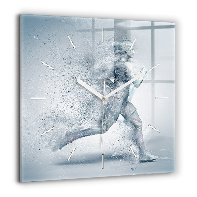 Négyzetes üvegóra 60x60 Futó ember