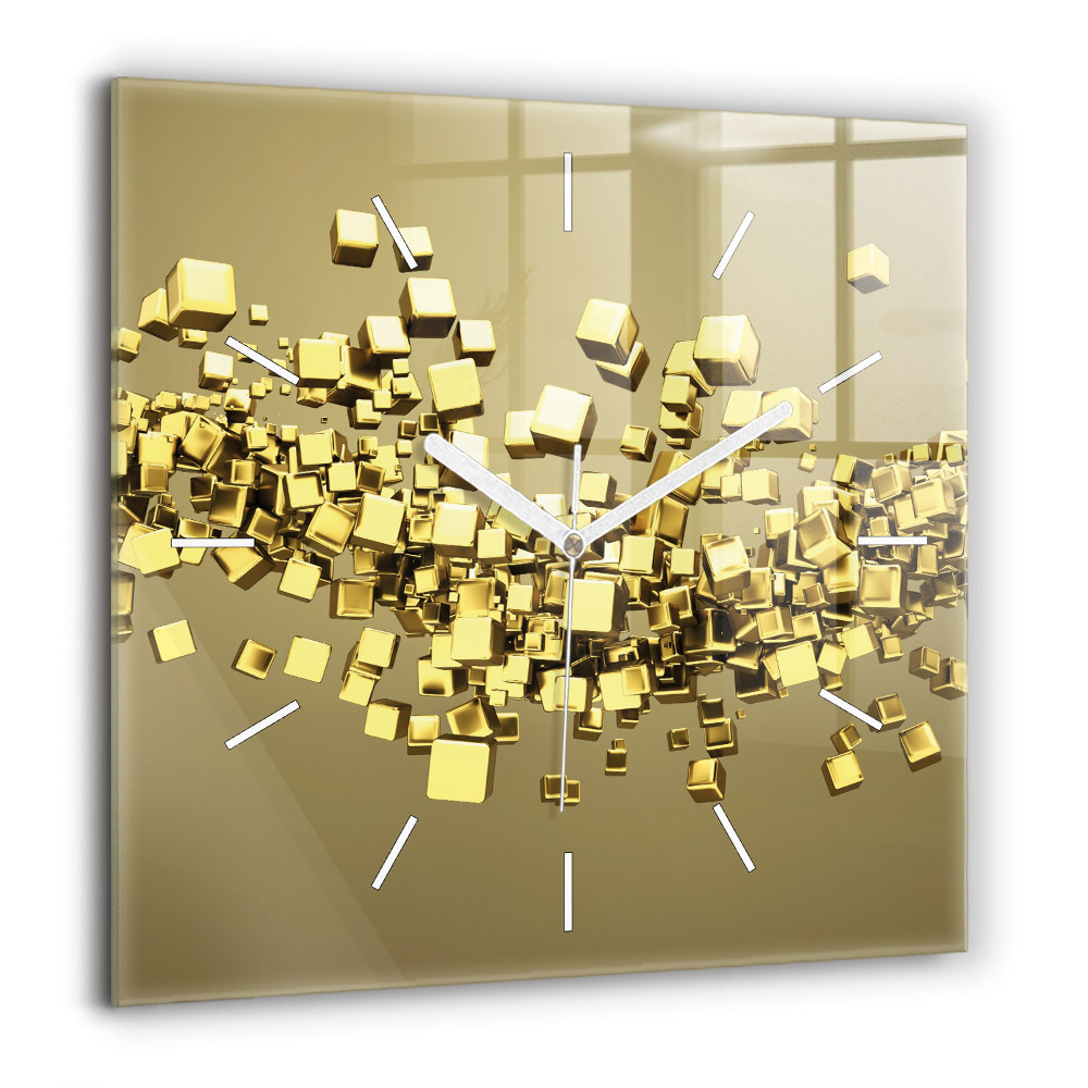 Négyzet alakú üvegóra 60x60 Aranyszínű négyzetek