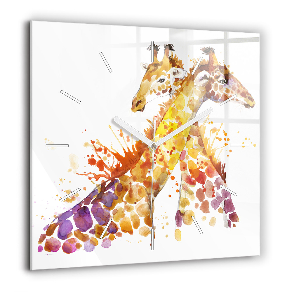 Négyzet alakú üvegóra 60x60 Zsiráf - akvarell