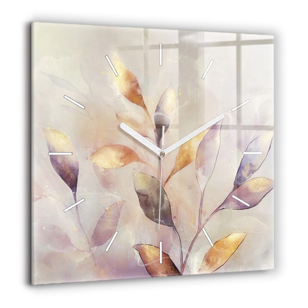 Szögletes fali üvegóra 60x60 Absztrakt boho levelek