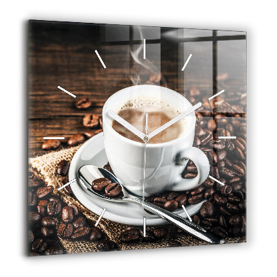 Négyzet alakú üvegóra 60x60 Csésze és kávébabok
