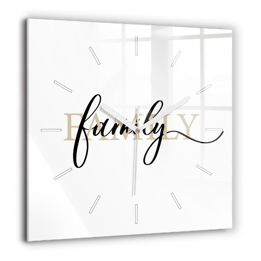 Szögletes fali üvegóra 60x60 Családi felirat