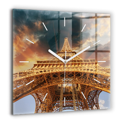 Szögletes üvegóra 60x60 Eiffel-torony felhőkkel a háttérben