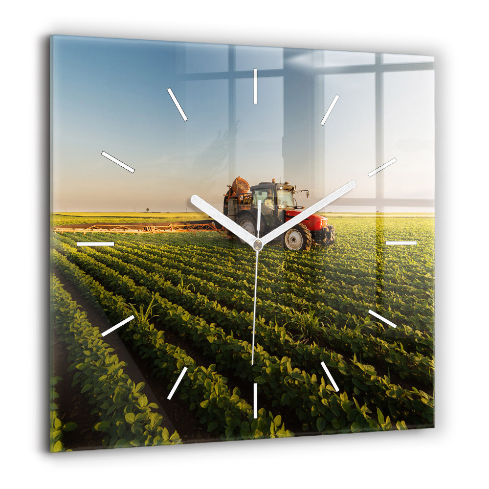 Szögletes üvegóra 60x60 Traktor egy mezőgazdasági területen