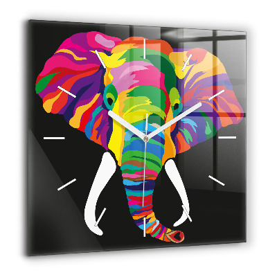 Négyzetes üvegóra 60x60 Színes elefánt