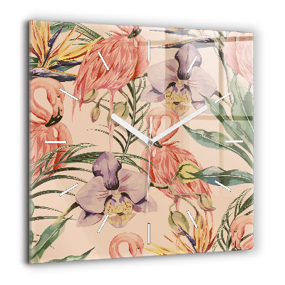 Szögletes üvegóra 60x60 Trópusi pálmalevelek