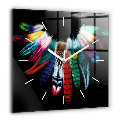 Négyzet alakú üvegóra 60x60 Egy madár színes tollazata