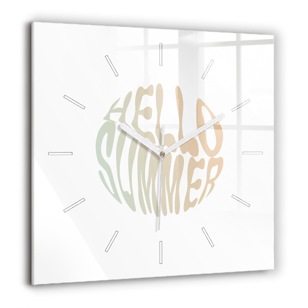Szögletes üvegóra 60x60 Hello Summer!