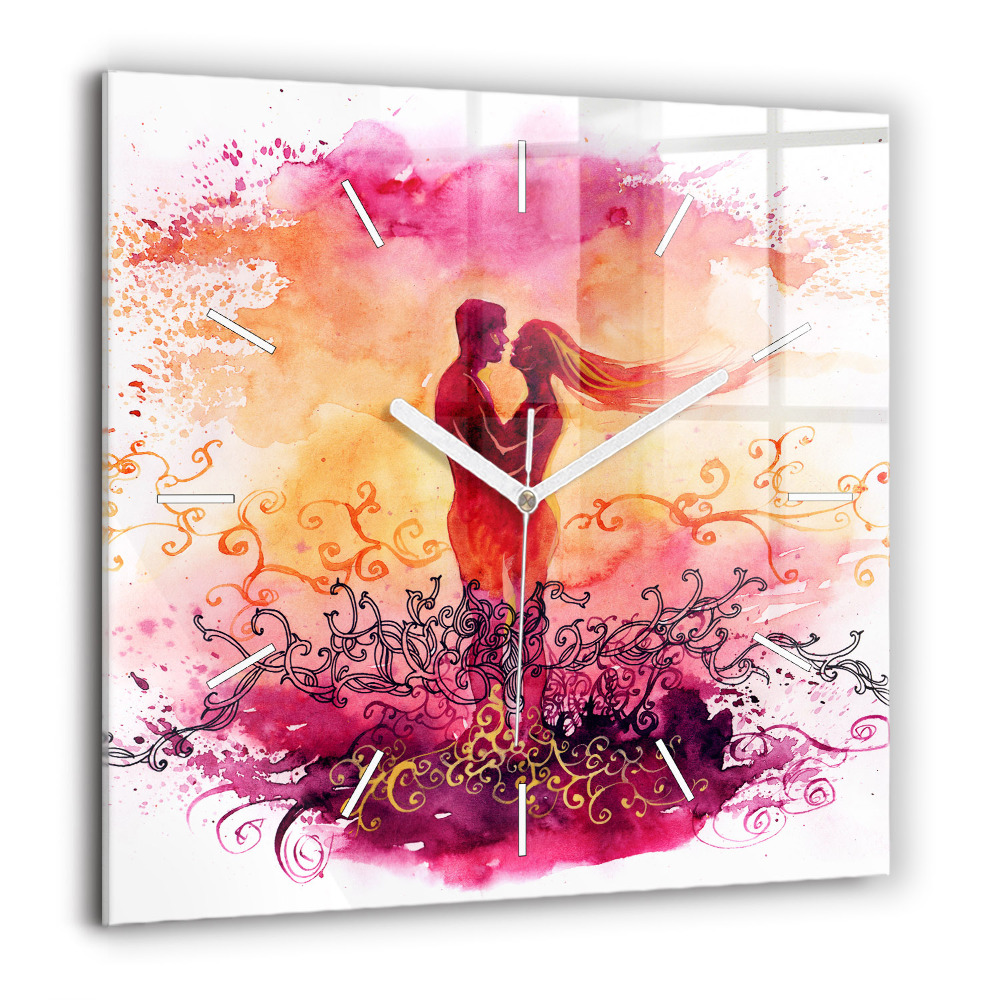 Négyzet alakú üvegóra 60x60 Akvarell egy szerelmes párról