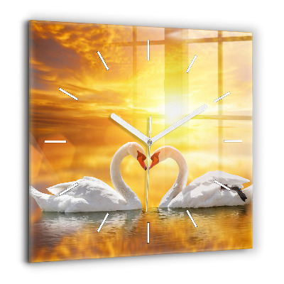 Négyzet alakú üvegóra 60x60 Szerelmes hattyúk