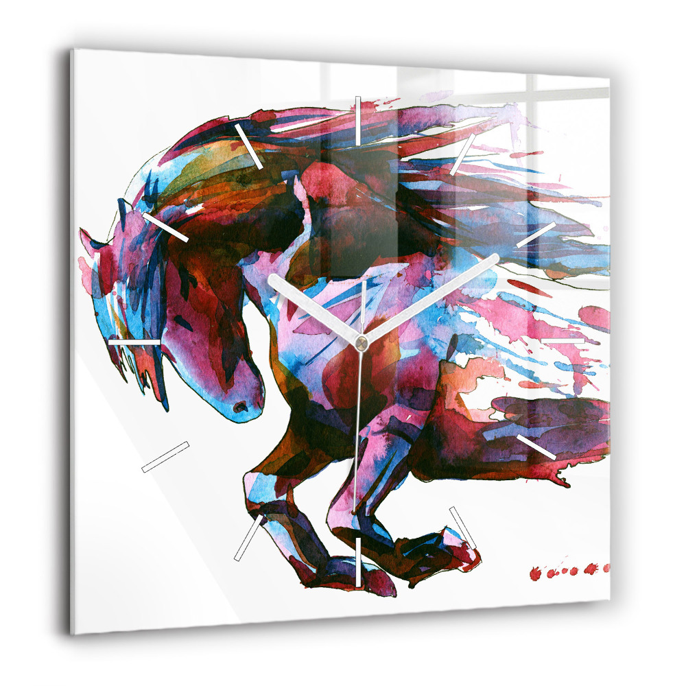 Négyzetes üvegóra 60x60 Futó ló