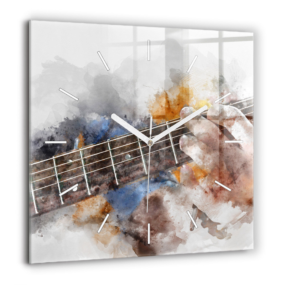 Négyzetes üvegóra 60x60 Egy gitár grafikája