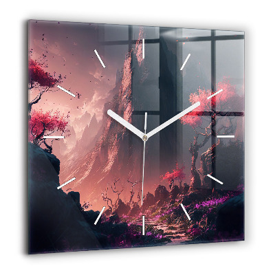 Szögletes fali üvegóra 60x60 Varázslatos erdő és hegyek