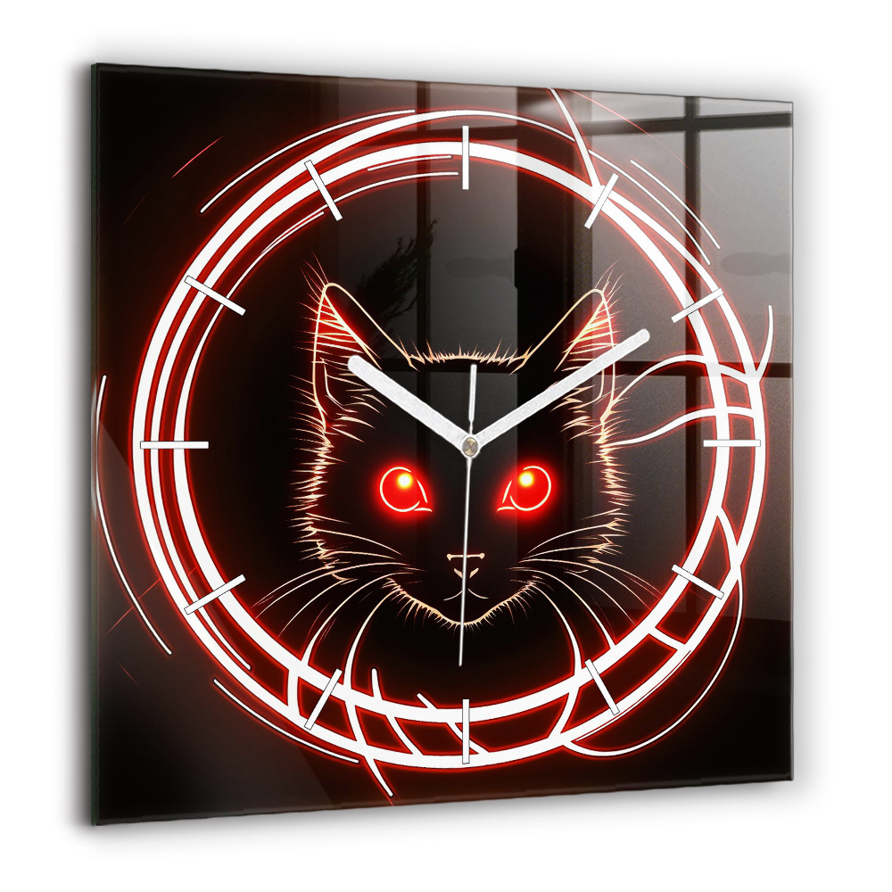 Négyzetes üvegóra 60x60 Vörös szemű macska